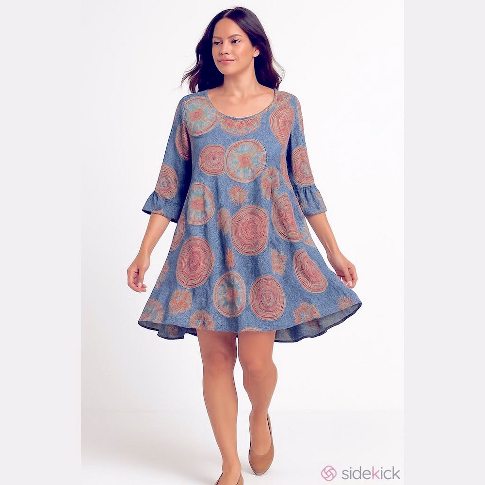 Women’s Dress Size XL Multicolored Print Design Stretchy Fabric Modern Bohemian